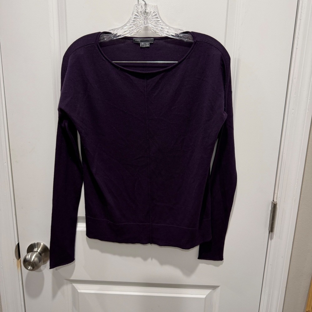 Vince Womens Sweater Center Seam Detail Purple XS